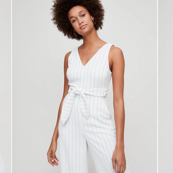 Wilfred Écoulement V Jumpsuit white navy pinstripe - Picture 3 of 11